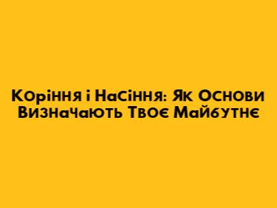 Коріння і Насіння: Як Основи Визначають Твоє Майбутнє