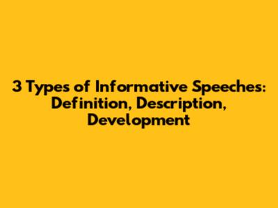 3 Types of Informative Speeches: Definition, Description, Development