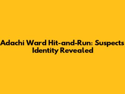 Adachi Ward Hit-and-Run: Suspect's Identity Revealed