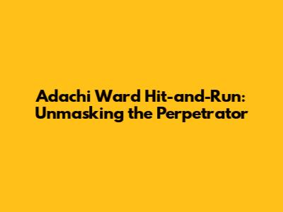 Adachi Ward Hit-and-Run: Unmasking the Perpetrator