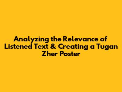 Analyzing the Relevance of Listened Text & Creating a 'Tugan Zher' Poster