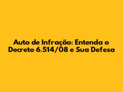 Auto de Infração: Entenda o Decreto 6.514/08 e Sua Defesa