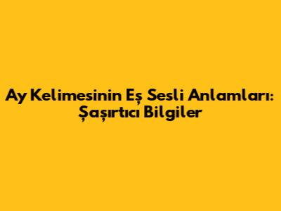 Ay Kelimesinin Eş Sesli Anlamları: Şaşırtıcı Bilgiler