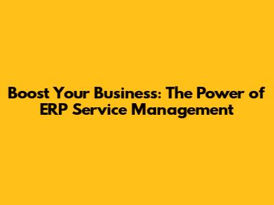 Boost Your Business: The Power of ERP Service Management