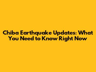 Chiba Earthquake Updates: What You Need to Know Right Now