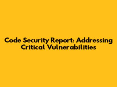 Code Security Report: Addressing Critical Vulnerabilities