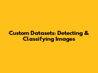 Custom Datasets: Detecting & Classifying Images
