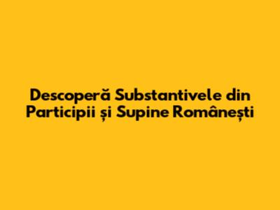 Descoperă Substantivele din Participii și Supine Românești