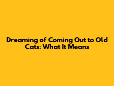 Dreaming of Coming Out to Old Cats: What It Means