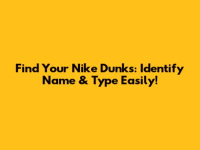Find Your Nike Dunks: Identify Name & Type Easily!
