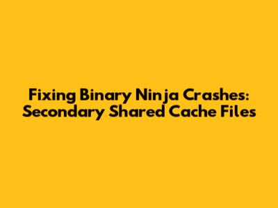 Fixing Binary Ninja Crashes: Secondary Shared Cache Files