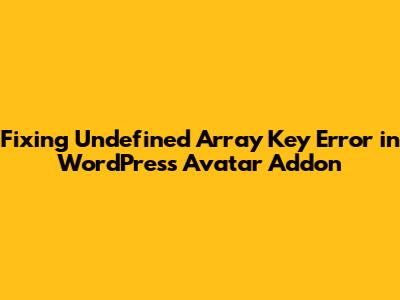 Fixing Undefined Array Key Error in WordPress Avatar Addon
