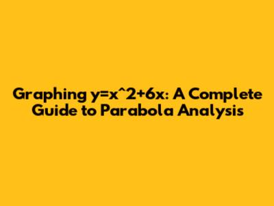 Graphing y=x^2+6x: A Complete Guide to Parabola Analysis