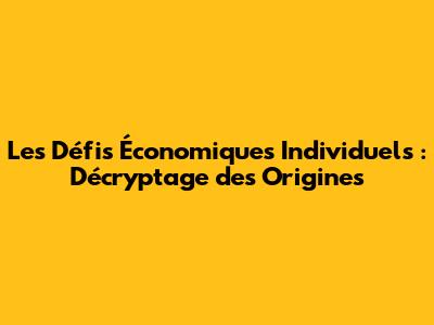 Les Défis Économiques Individuels : Décryptage des Origines