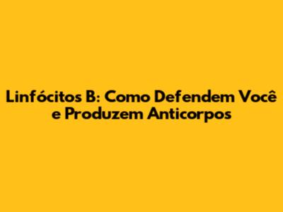 Linfócitos B: Como Defendem Você e Produzem Anticorpos