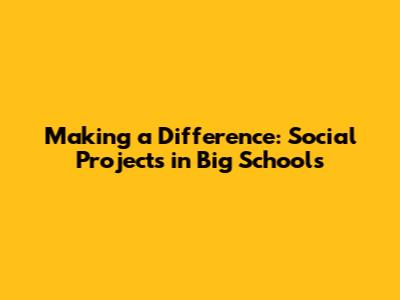 Making a Difference: Social Projects in Big Schools