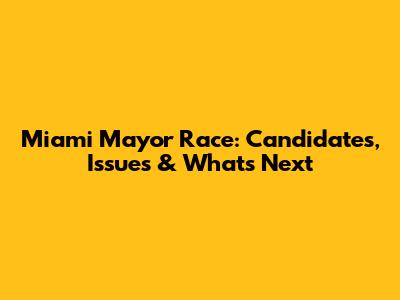 Miami Mayor Race: Candidates, Issues & What's Next