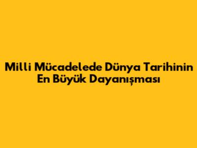 Milli Mücadele'de Dünya Tarihinin En Büyük Dayanışması