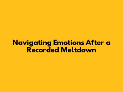 Navigating Emotions After a Recorded Meltdown
