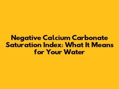 Negative Calcium Carbonate Saturation Index: What It Means for Your Water