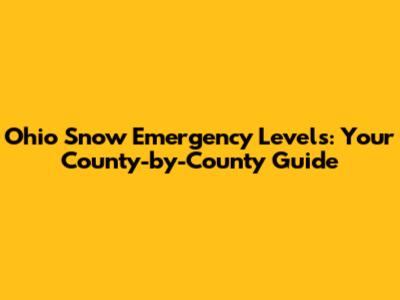 Ohio Snow Emergency Levels: Your County-by-County Guide