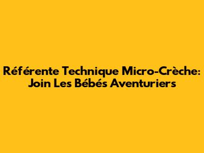 Référente Technique Micro-Crèche: Join Les Bébés Aventuriers