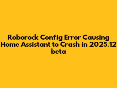 Roborock Config Error Causing Home Assistant to Crash in 2025.12 beta