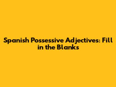 Spanish Possessive Adjectives: Fill in the Blanks