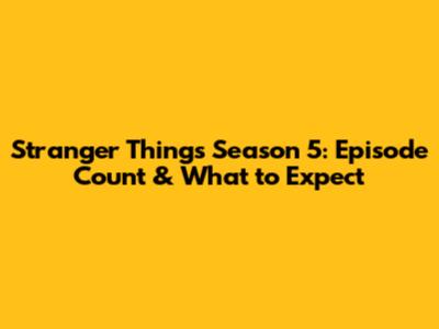 Stranger Things Season 5: Episode Count & What to Expect