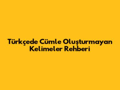 Türkçe'de Cümle Oluşturmayan Kelimeler Rehberi