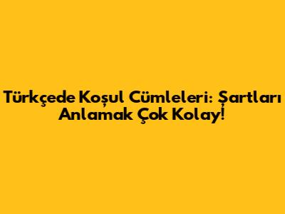Türkçede Koşul Cümleleri: Şartları Anlamak Çok Kolay!