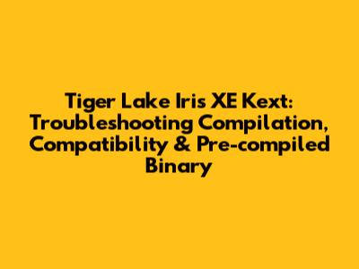 Tiger Lake Iris XE Kext: Troubleshooting Compilation, Compatibility & Pre-compiled Binary