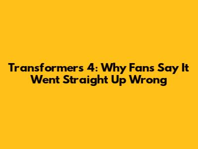 Transformers 4: Why Fans Say It Went 'Straight Up Wrong'
