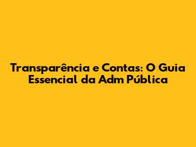 Transparência e Contas: O Guia Essencial da Adm Pública