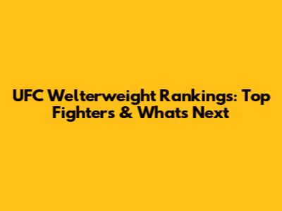 UFC Welterweight Rankings: Top Fighters & What's Next