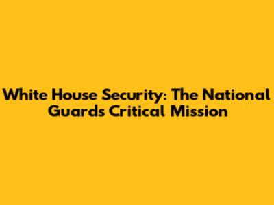 White House Security: The National Guard's Critical Mission